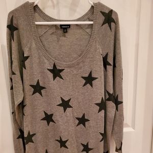 Women's TORRID 2X Gray and Black Star Sweater